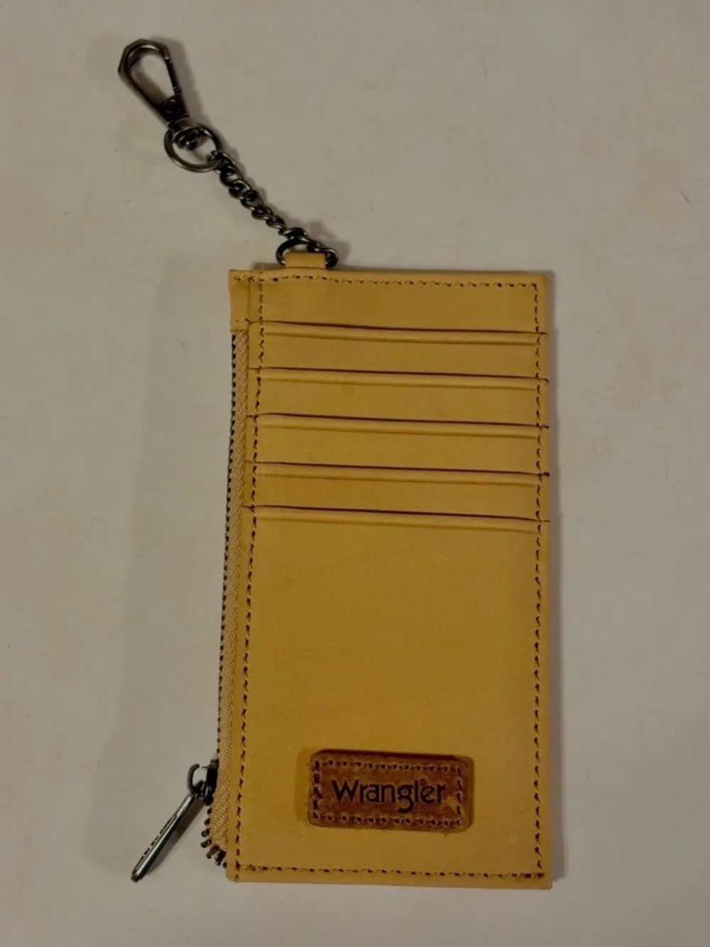 Wrangler Leather Wallet Card Holder Case Western Cowboy Clutch Wristlet w/ Chain
